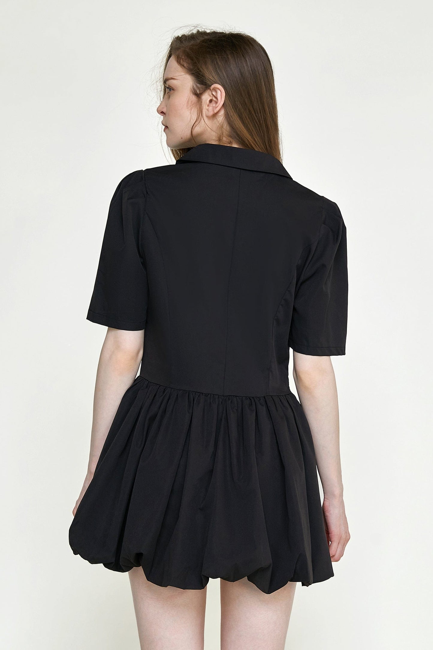 Black Bowknot Decor Balloon-Skirt Mini Dress