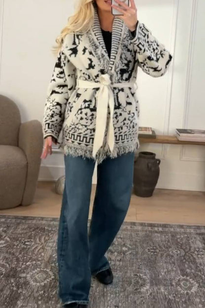 NVLT Knit Fringe Cardigan Sweater
