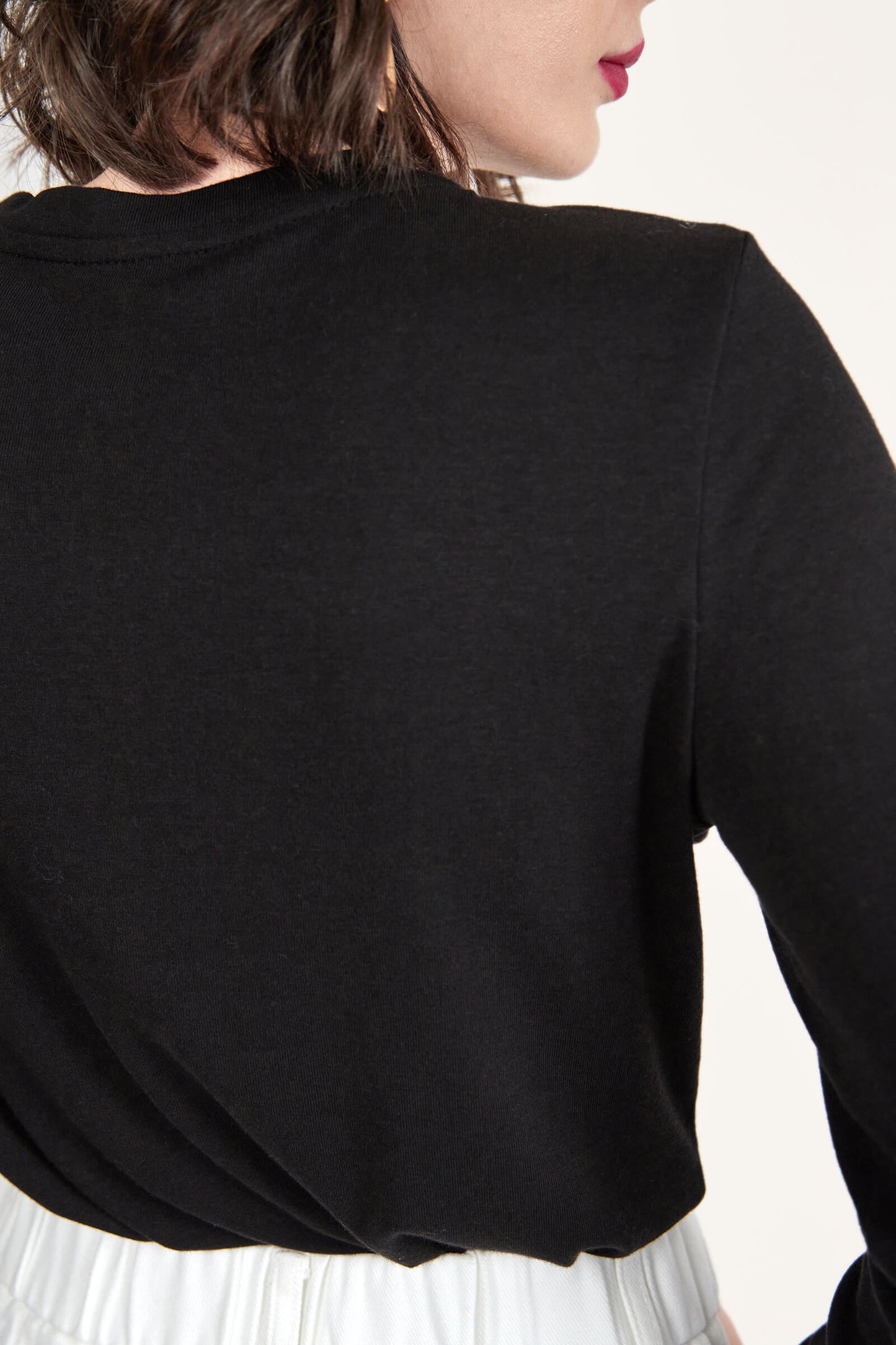 Black Long Sleeve Asymmetric Cut Out Top