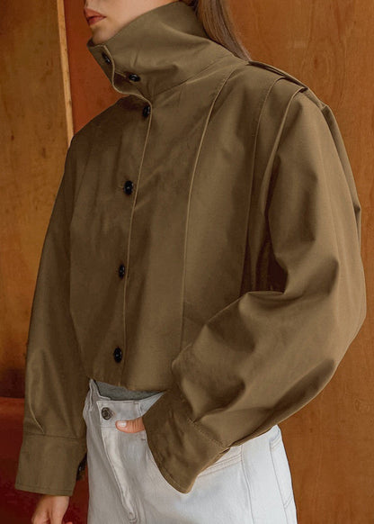 Maren - Cropped High Neck Button Up Jacket