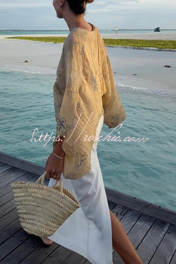 Bohemian Style Ibiza Embroidered Wide-sleeved Shirt