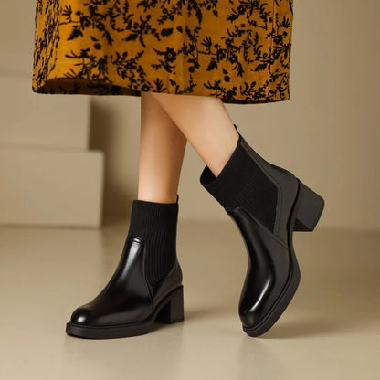British style stretch slim fit sock boots