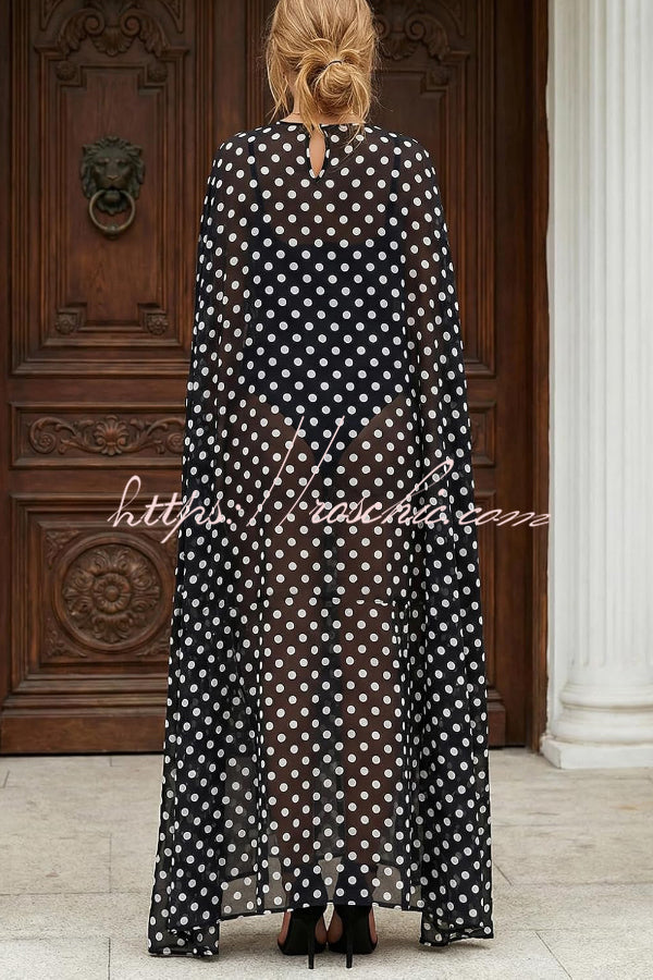 Fashionable Mesh See-through Maxi Cover-up Shawl Cape