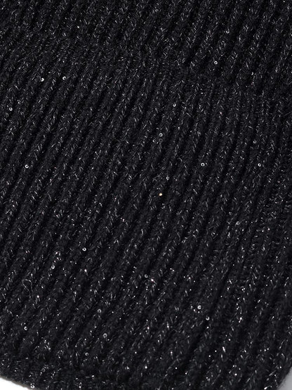 Black Sequins Wool Cardigan