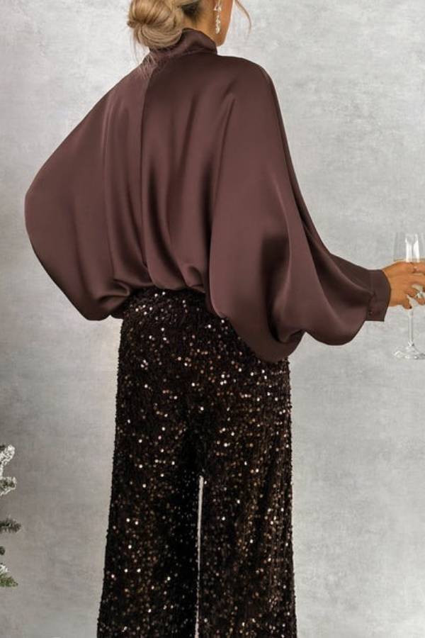 BLUSA SATÉN CHOCOLATE OVERSIZED