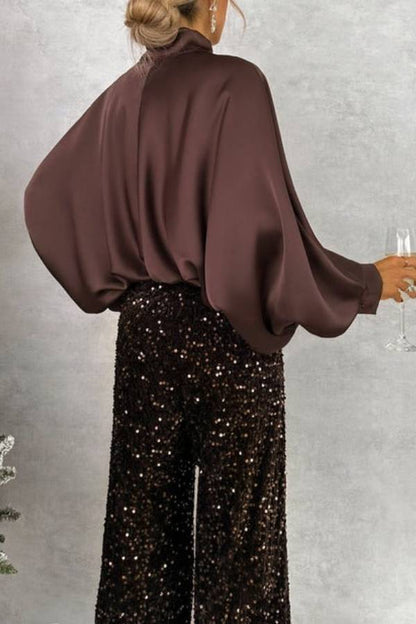 BLUSA SATÉN CHOCOLATE OVERSIZED