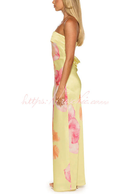 Floral Print Sleeveless Off-Shoulder Elegant Vacation Maxi Dress