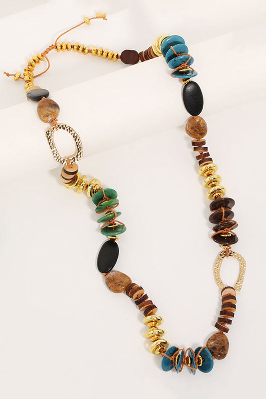 Bohemian Style Multi-material Color-blocked Vintage Necklace