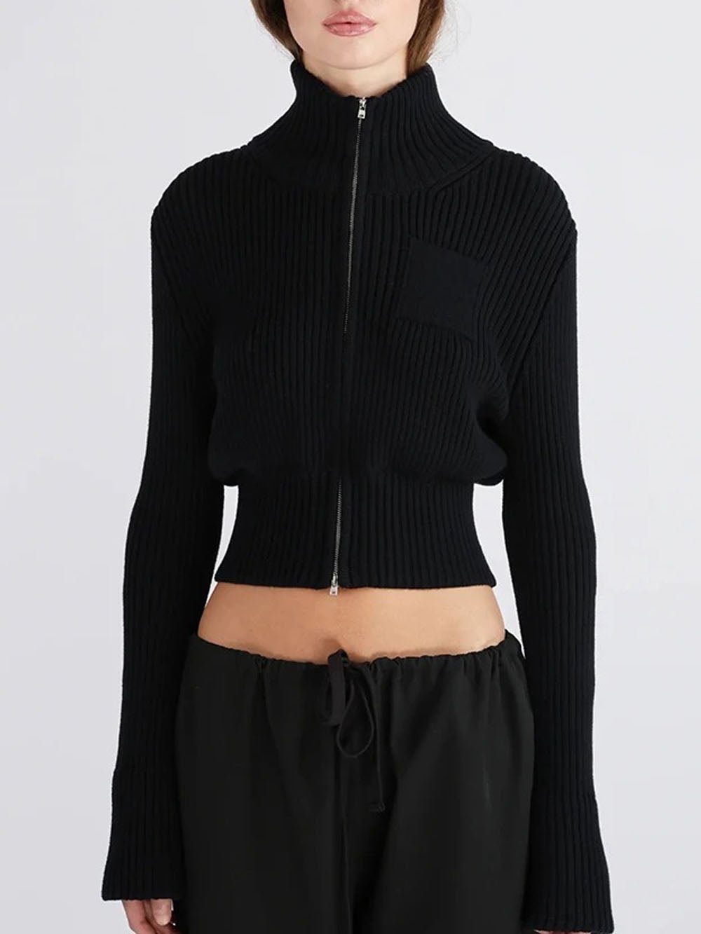 Claire Zip Turtleneck Knit Cardigan