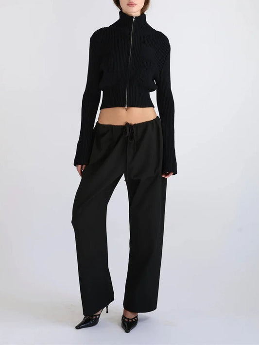 Claire Zip Turtleneck Knit Cardigan