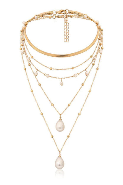 Vintage Chain Imitation Pearl Necklace
