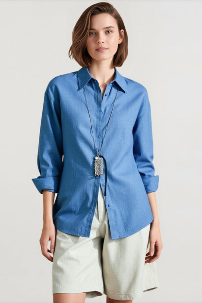 Linen Lightweight Button Down Blouse