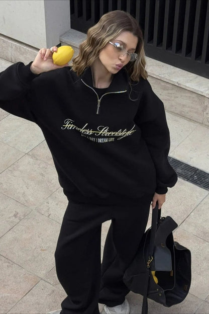 Graphic Pullover Hoodie Pants Activewear Set