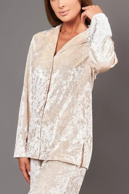 Velvet Home Service Long -sleeved Trousers Two -piece Suit
