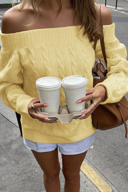 Solid Off Shoulder Pullover Sweater