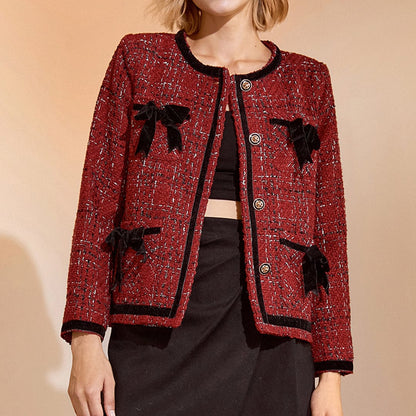 Finlay Fire Brick Bow Textured Jacket Set