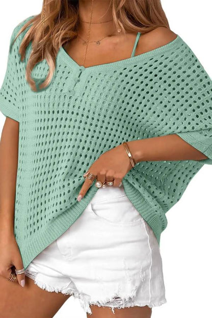 Women's Summer Hollow Out Crochet Knit Tops Beach Coverup