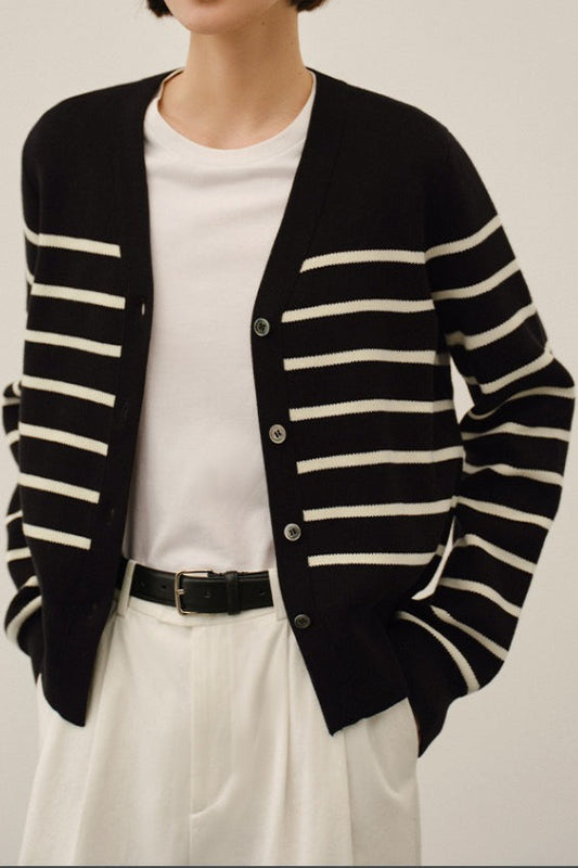 Classic Stripe Knit Cardigan