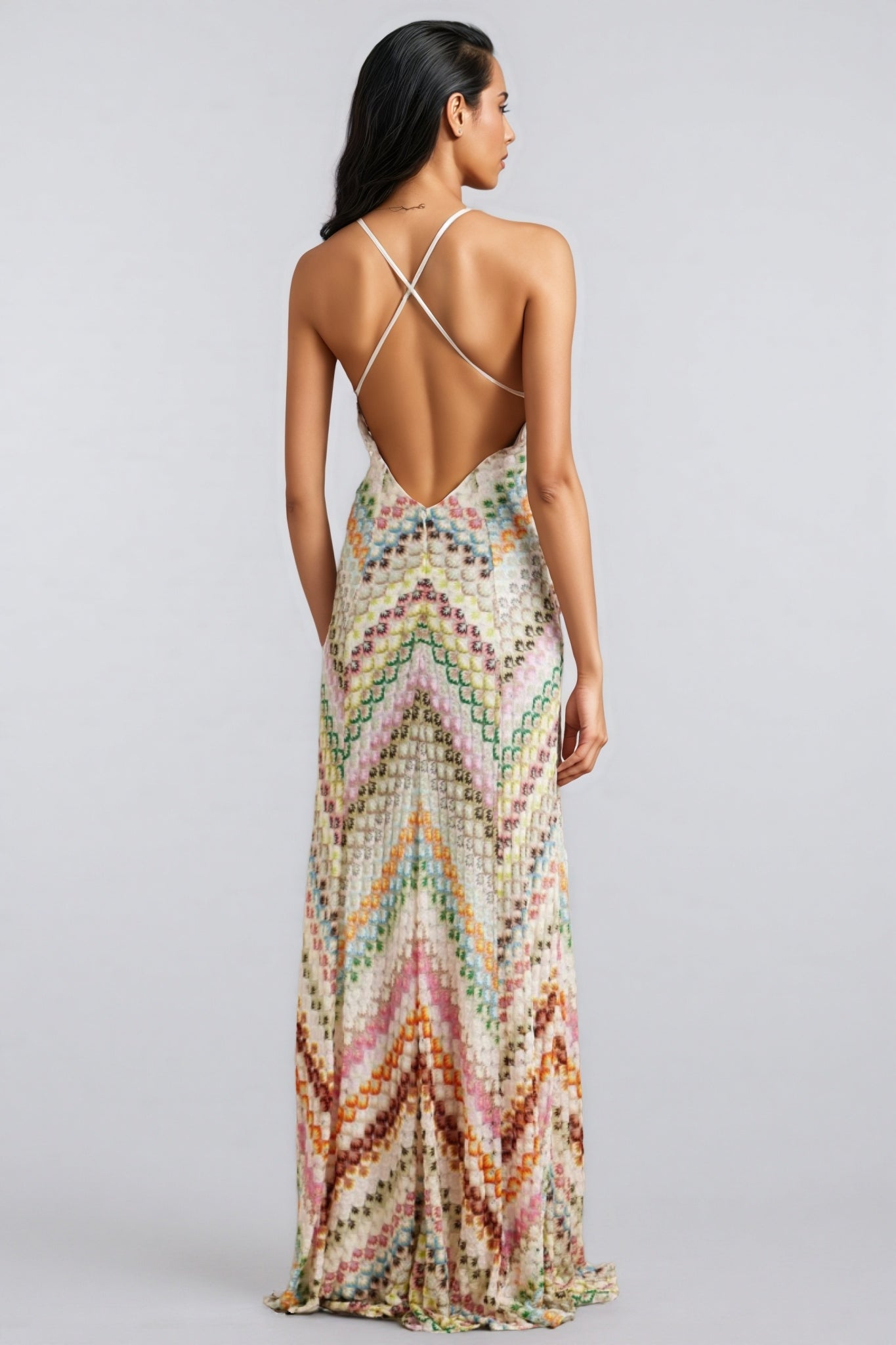 Haley Open-Back Crochet Knit Maxi Dress