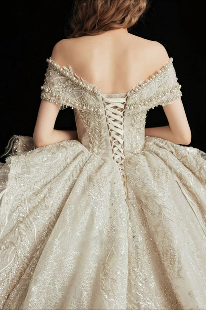 Royal Beaded Ball Gown Wedding Dress