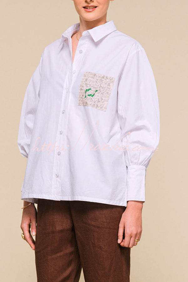 The "Art Gallery" Graphic Patch Pocket Statement Blouse