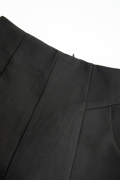 Black A-Line Seam-Detail Shorts