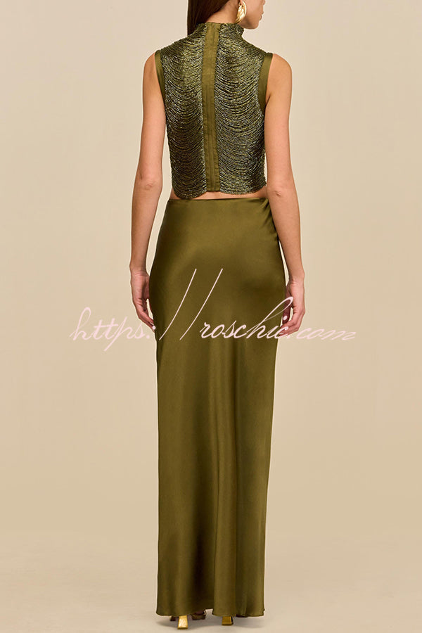 Keep Polished Handcrafted Glossy Arcs Over Tassels High Neck Tank Top