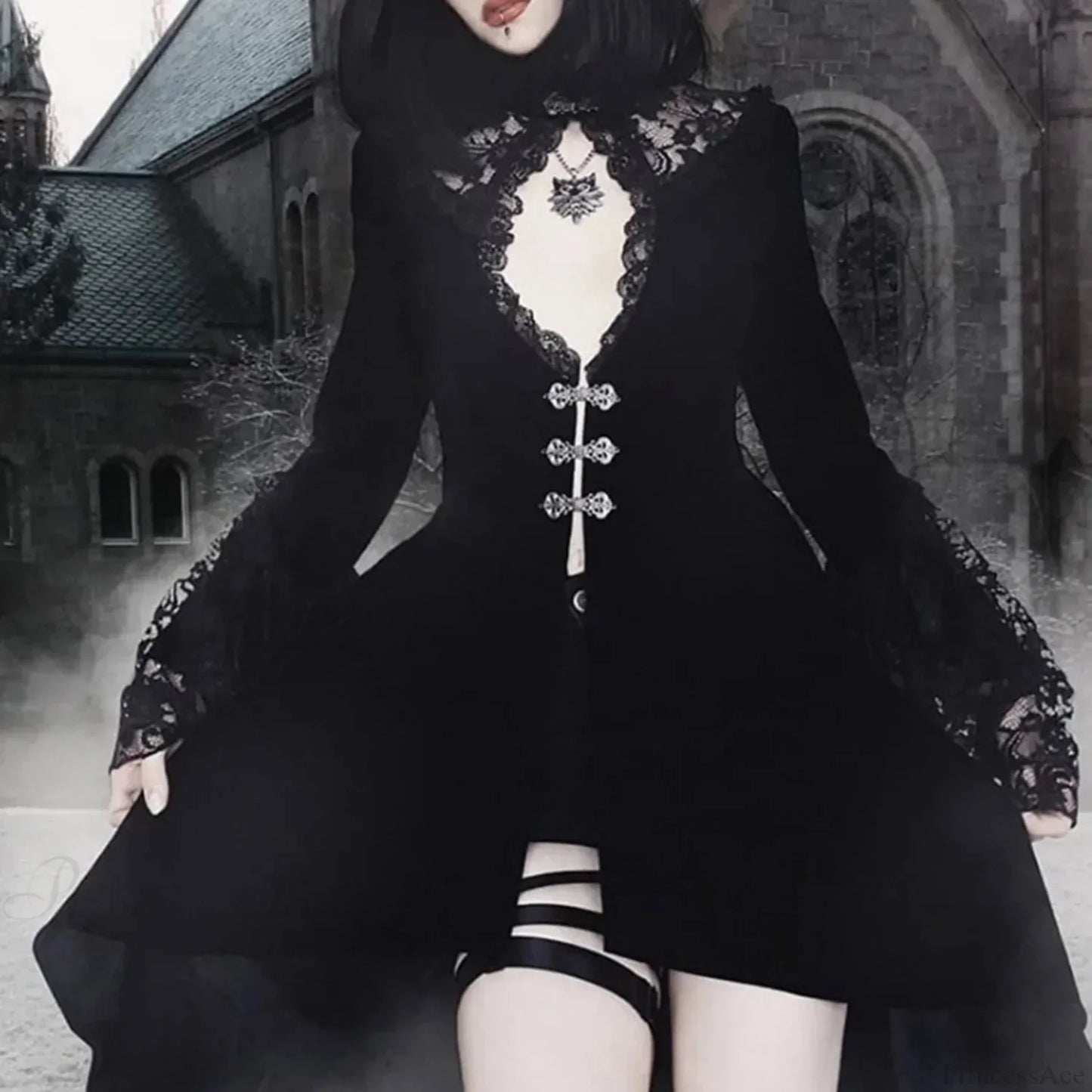 Deep-Neck Empty Flare Mini Garment