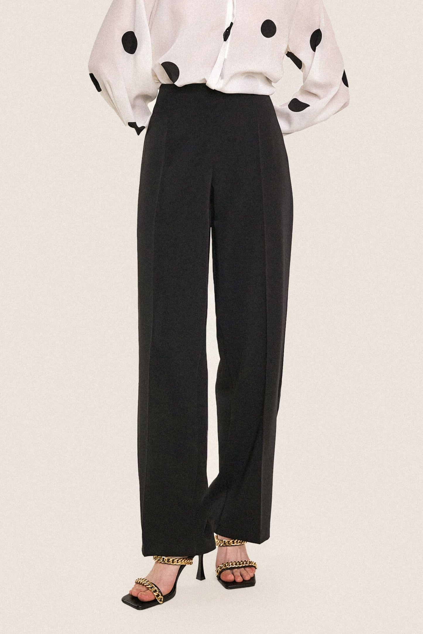 Black Tie Waist Straight Leg Pants