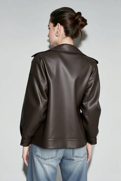 Relaxed Fit Motorcycle Style Jacket