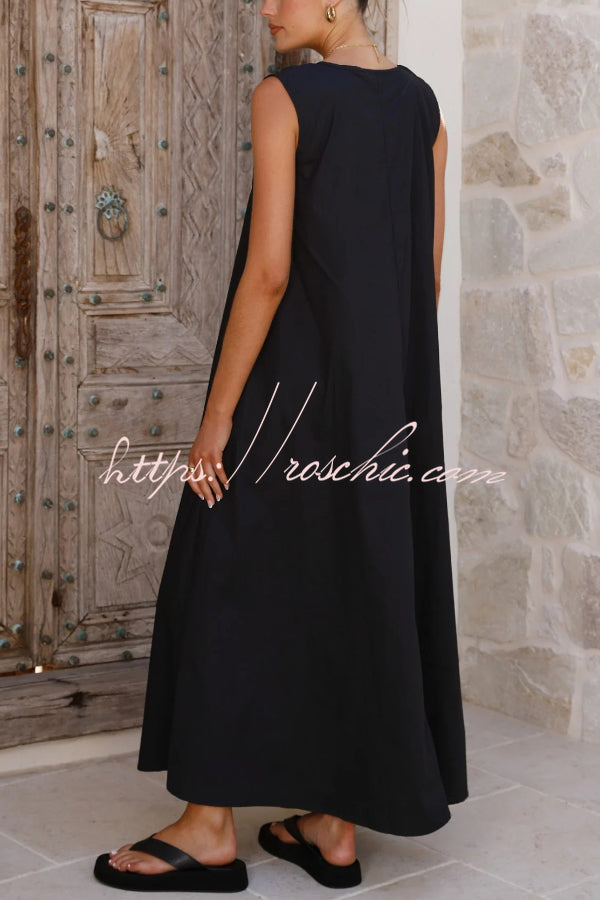 Solid Color Loose Sleeveless Casual Vacation Maxi Dress