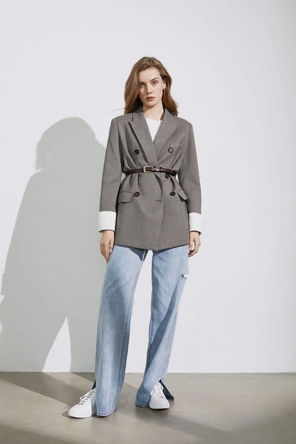 Herringbone Grey Oversized Blazer