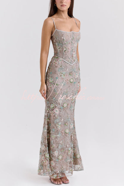 Stylish Sleeveless Halter-neck Slim-fit Backless Tie-up Elegant Maxi Dress