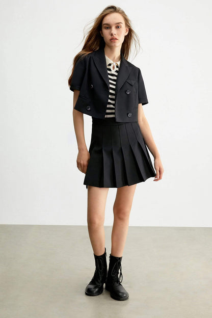 Charlize Black Pleated Skirt