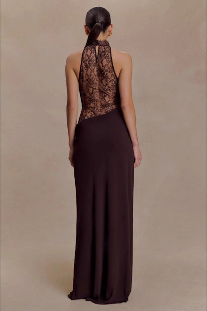 Halter Lace Cowl Bodycon Dress