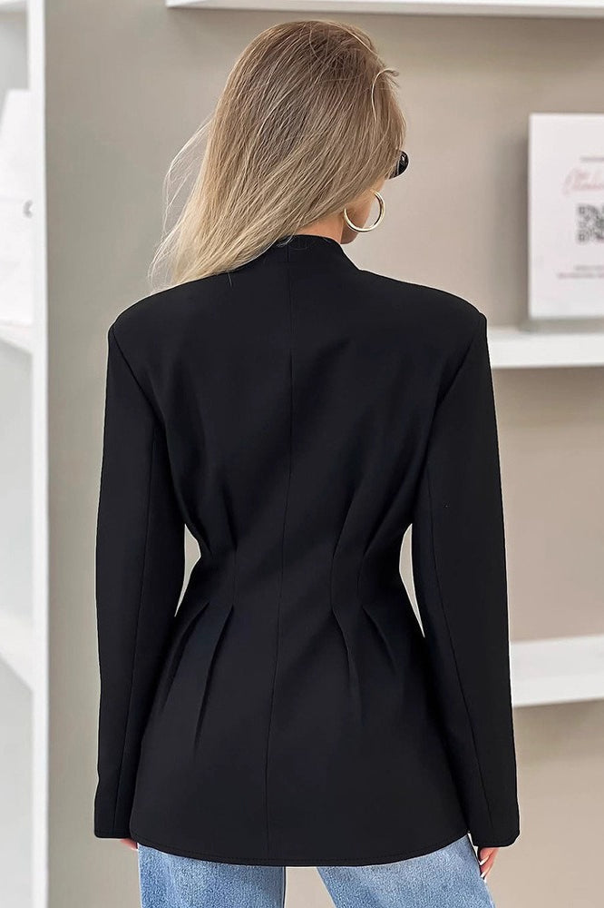 Elegant VNeck Tailored Waist Blazer