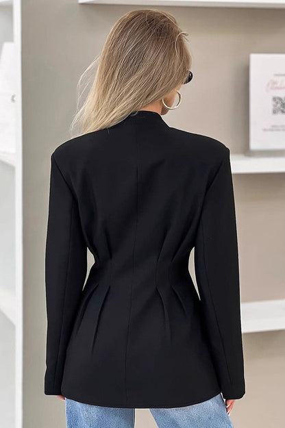 Elegant VNeck Tailored Waist Blazer