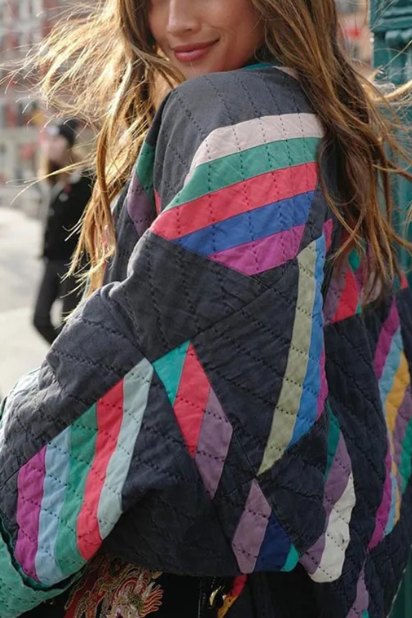 Fashion Printed Patchwork Cotton Cardigan Jacket