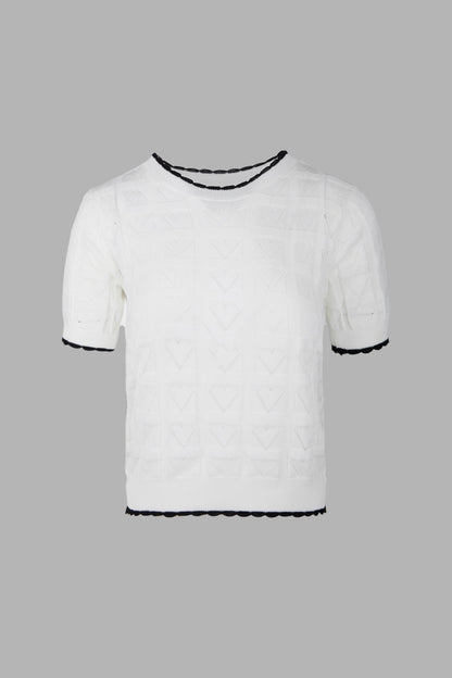 Cayden White Contrast Sweater