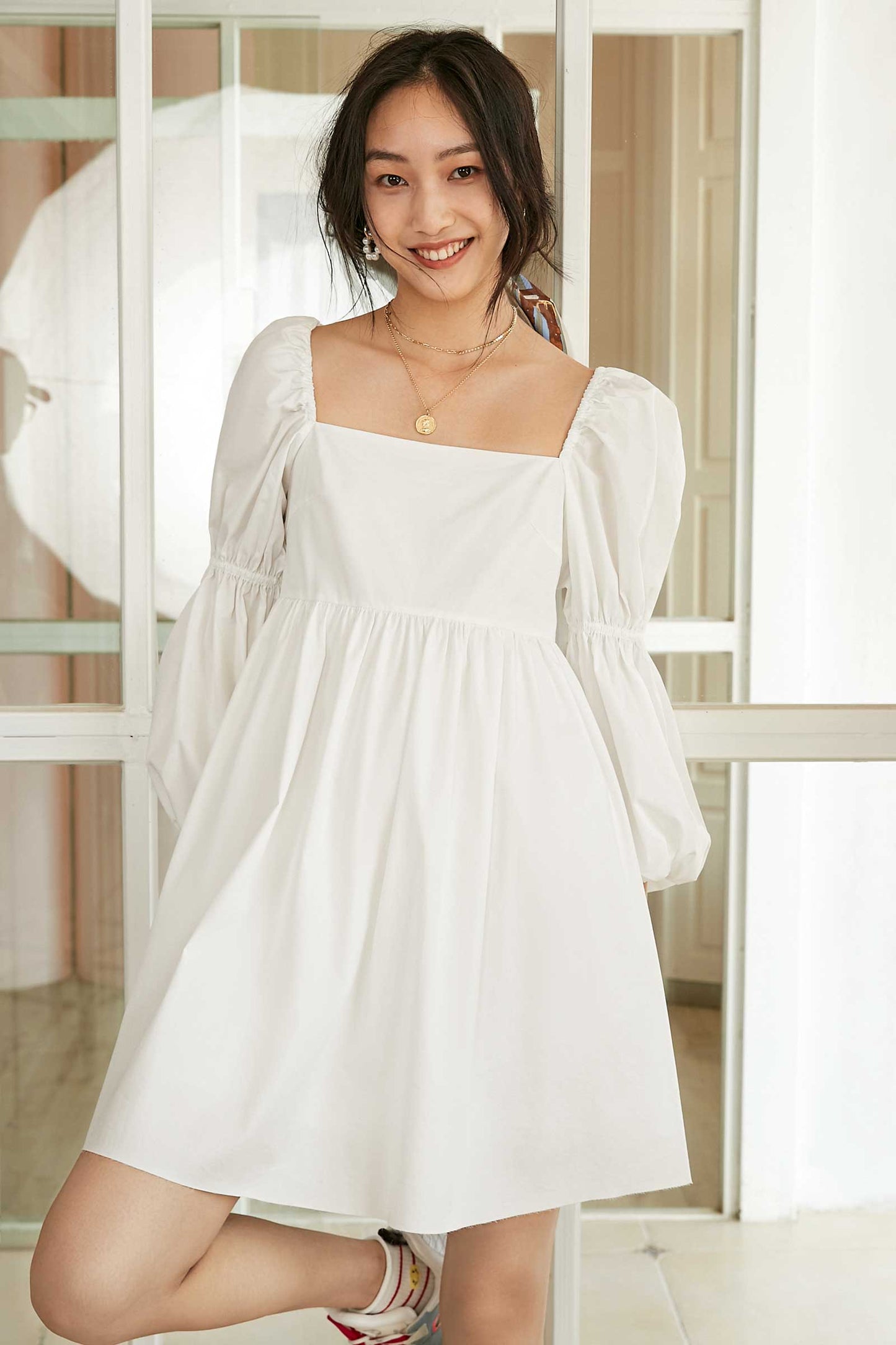 Alexis White Puff Sleeve Mini Dress