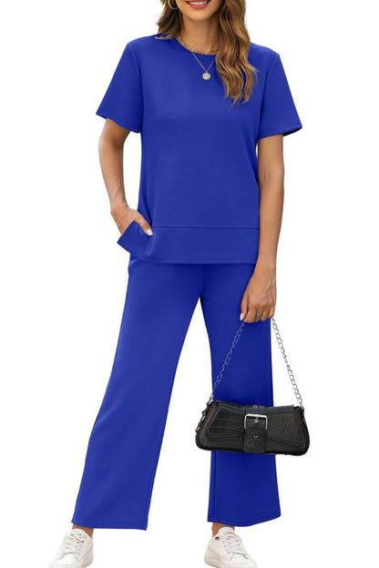 Women's Fashion Comfy Wide Leg 2 Piece Lounge Set