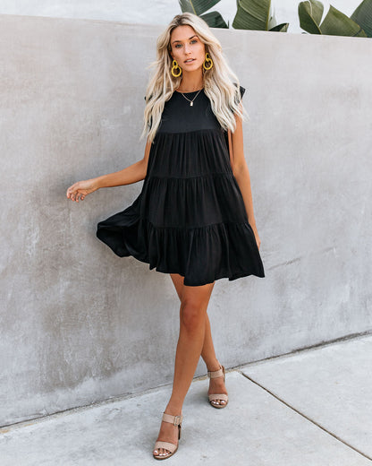 East Coast Pocketed Tiered Babydoll Dress Black