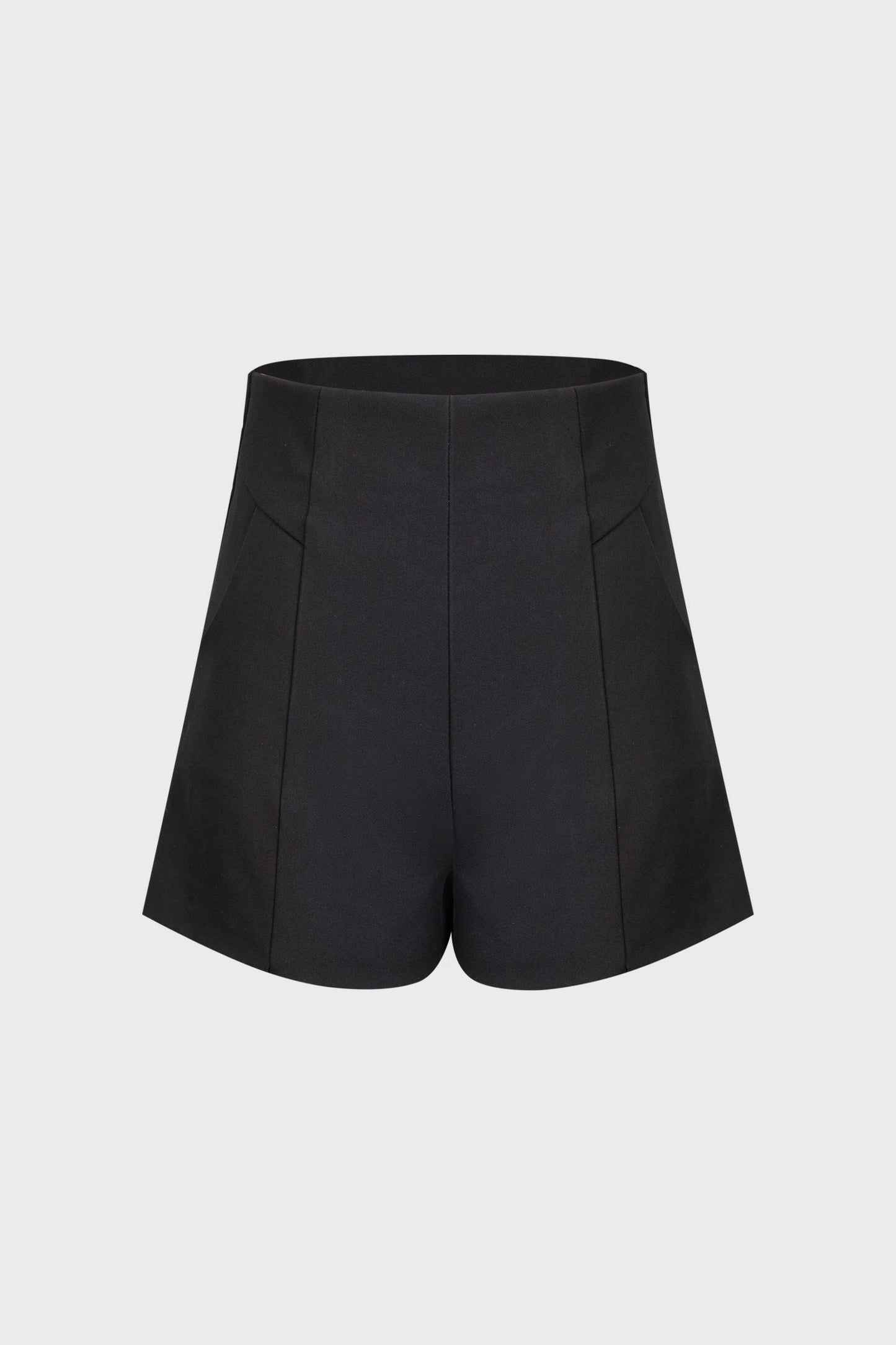 Black A-Line Seam-Detail Shorts