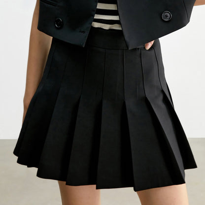 Charlize Black Pleated Skirt