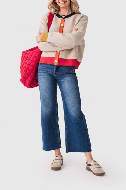 Risen Jenny High Rise Raw Hem Crop Wide Leg Jeans