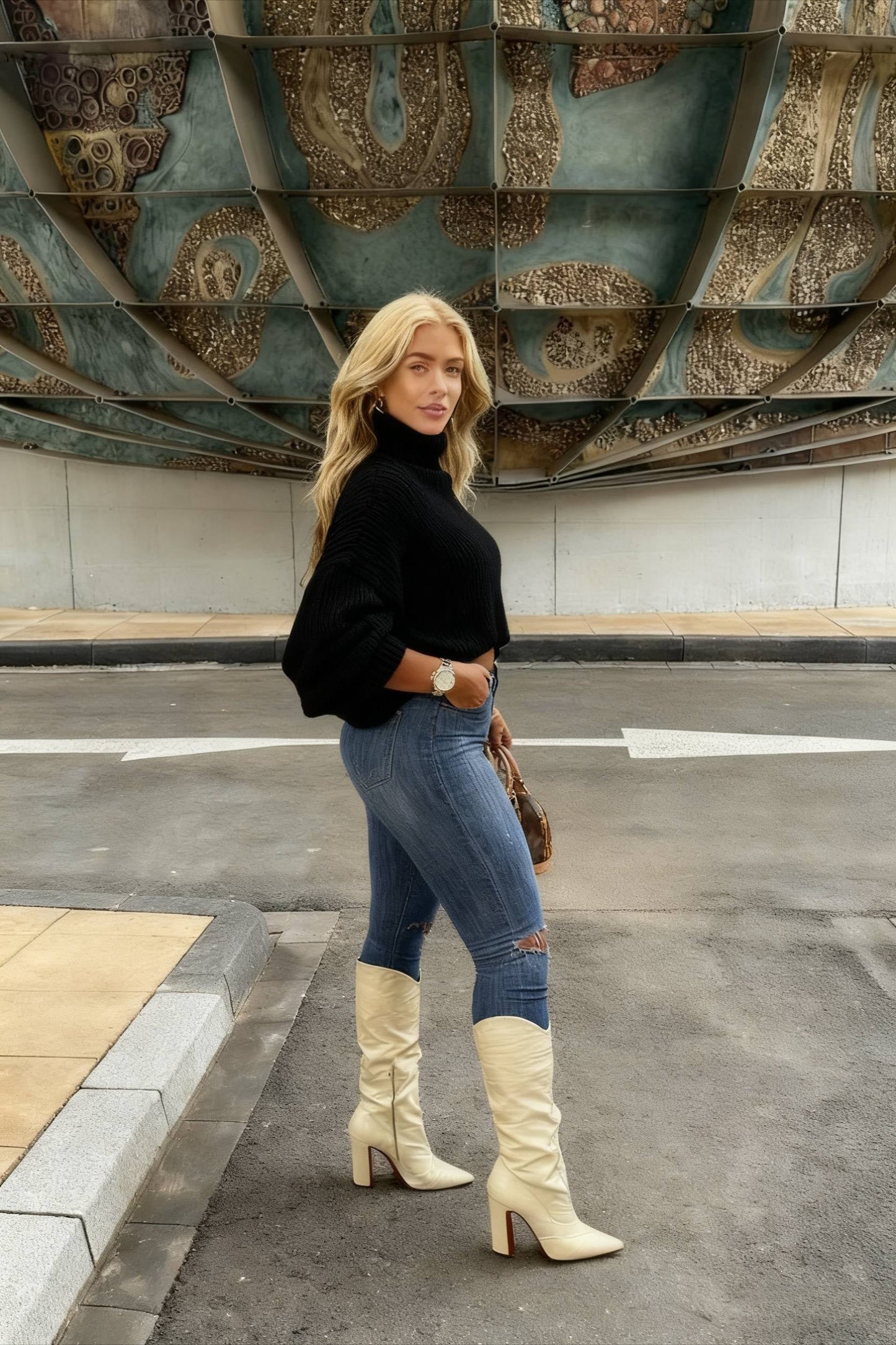 Batwing Sleeve Hollow Trendy Knitted Pullover Top