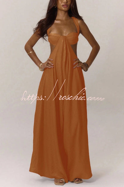 Solid Color Casual Camisole Loose Stretch Wide-leg Jumpsuit