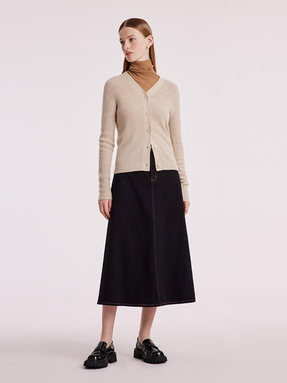 Beige Seamless Cashmere Cardigan