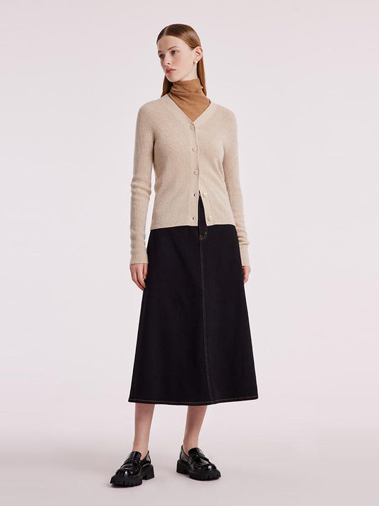 Beige Seamless Cashmere Cardigan