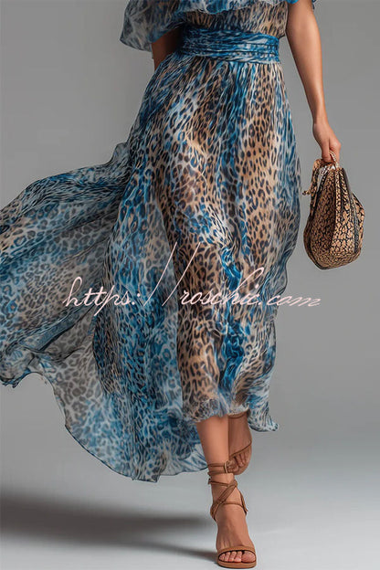 Lue Leopard Print One-Shoulder Flowy Maxi Dress